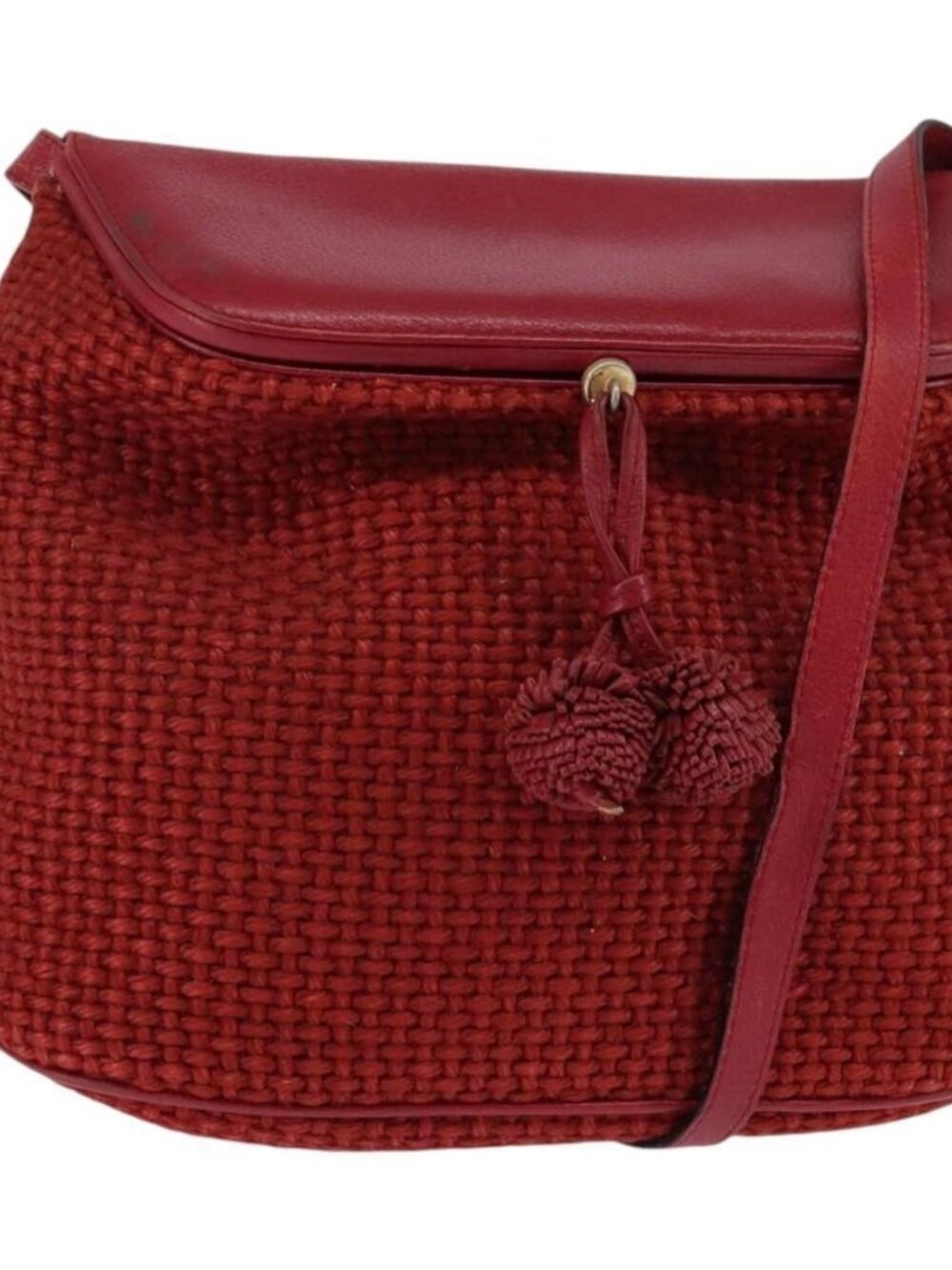 Authentic BOTTEGA VENETA Shoulder Bag Wool Red